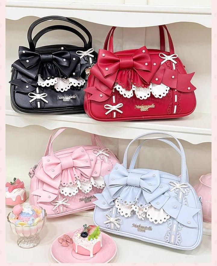 Mademoiselle Pearl~Bow Rabbit~Sweet Lolita Handbag With Bows & Pearls