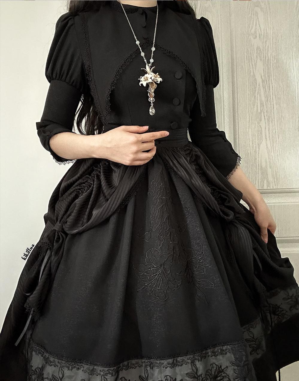 ZJstory~Gothic Nun Lolita OP Dress Lily Embroidery JSK   