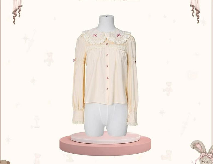 (BFM)Mademoiselle Pearl~Lovely Lolita Dress OP Cloak Blouse SK Set XS Blouse (Ivory Color) 