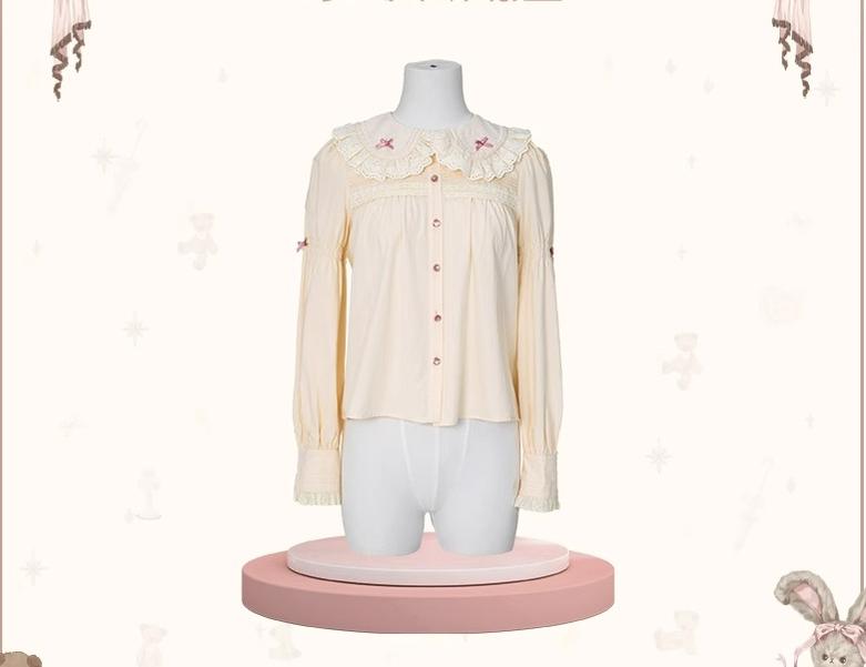 (BFM)Mademoiselle Pearl~Lovely Lolita Dress OP Cloak Blouse SK Set XS Blouse (Ivory Color) (L M S XL XS) 31460:362580