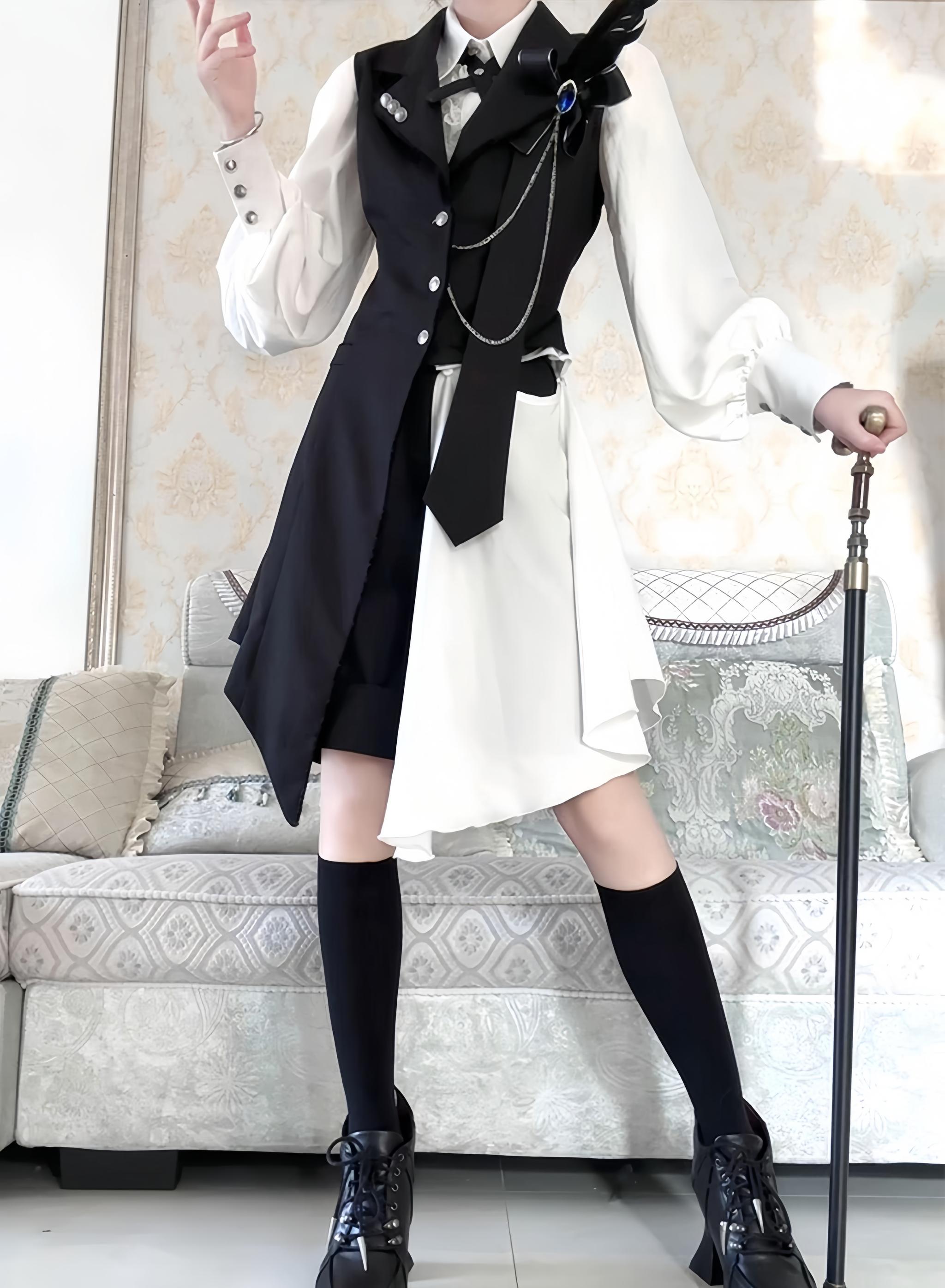 CastleToo - Black Tea Concerto - Ouji Lolita Outfit, Long Vest & Jacket 44022:792530