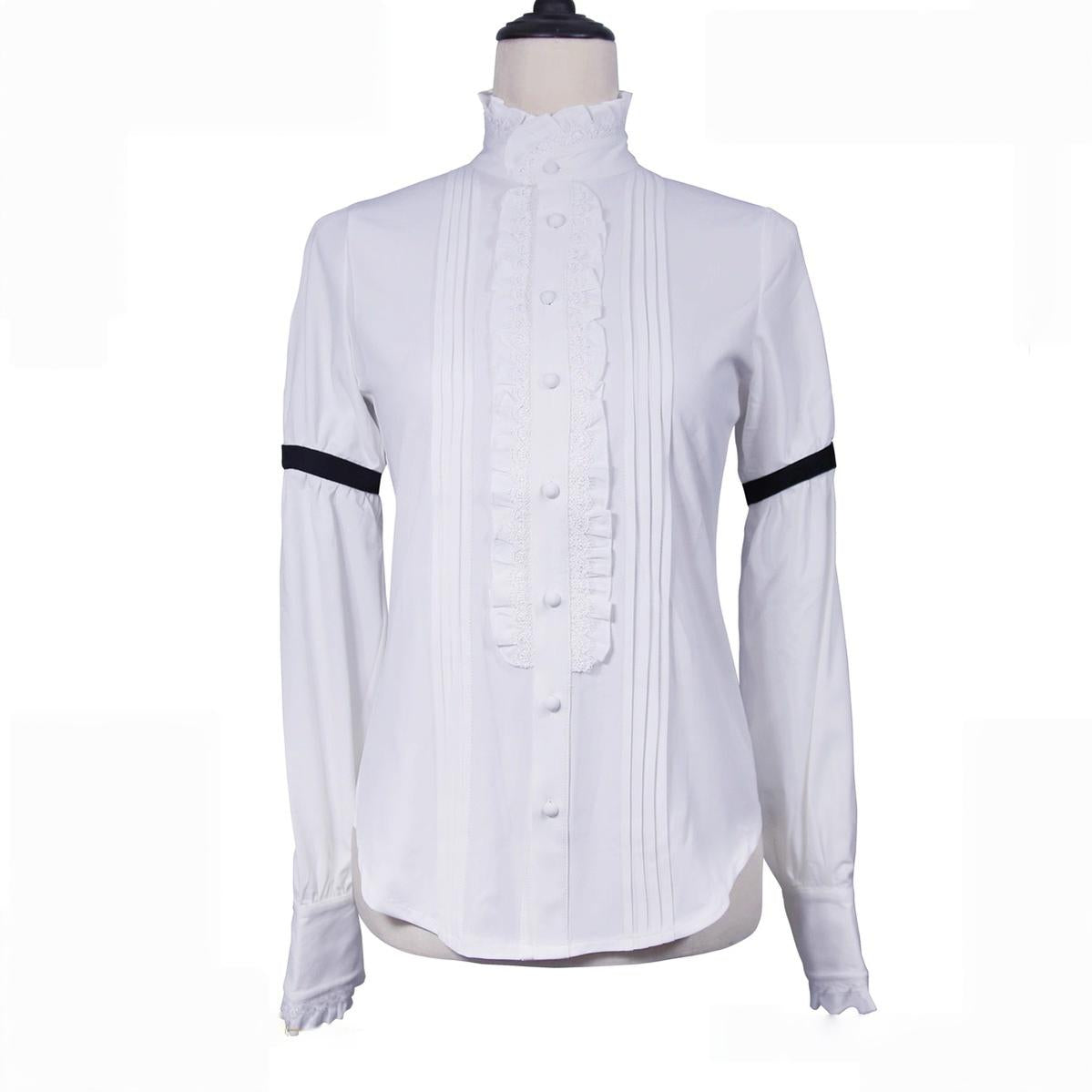 Immortal Thorn - Eternal Rose Knight - Ouji Lolita Long Sleeve Shirt, Stand Collar (White / L M S XL) 44020:792899