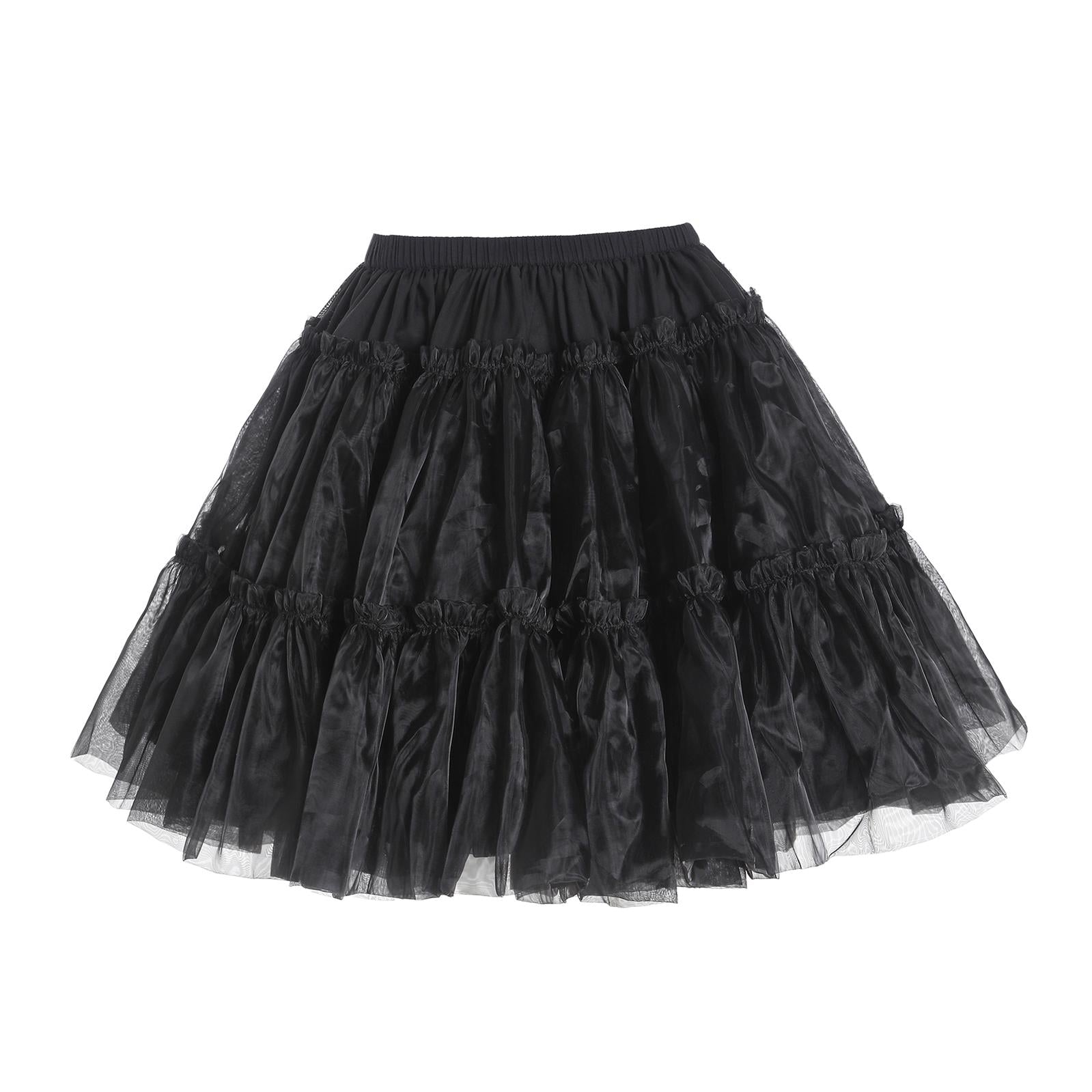 Aurora&Ariel - Black Puffy Lolita Petticoat | 18" (45cm) Length, Cotton Lining