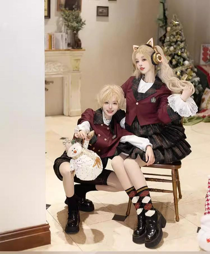 CastleToo~Christmas Limited~Ouji Lolita Suit Salopette Cape Mid-length Pants   