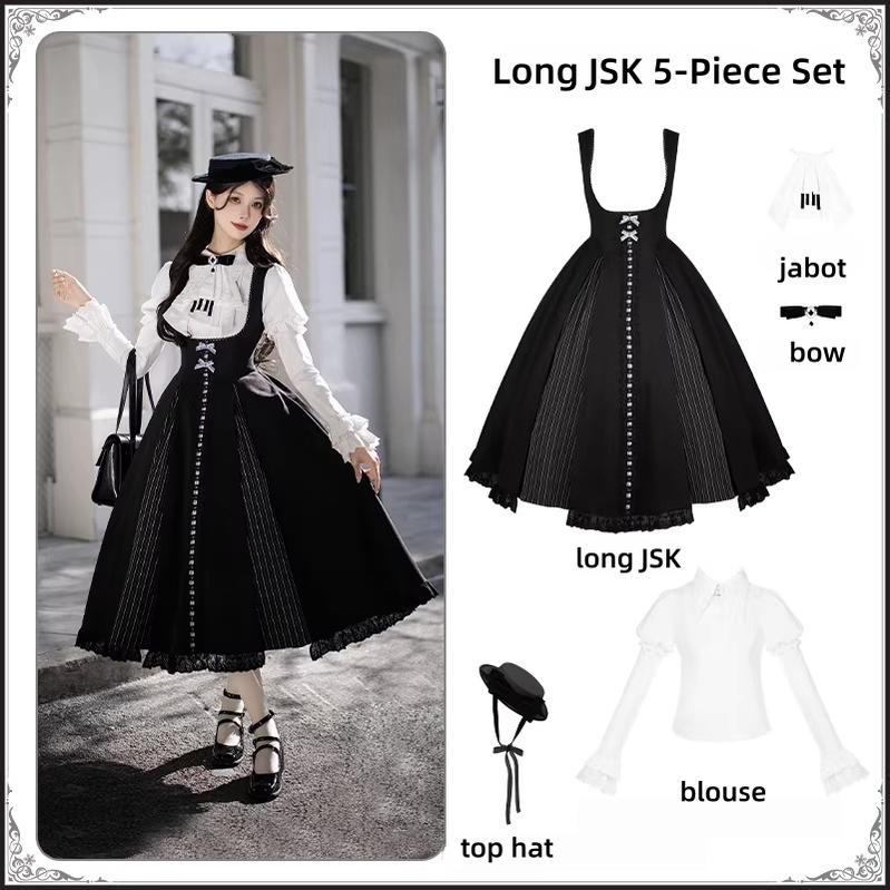 Monochrome Sonata - Classic Lolita Bust-supporting JSK Set, Piano Inspired (L M S) 44552:813477