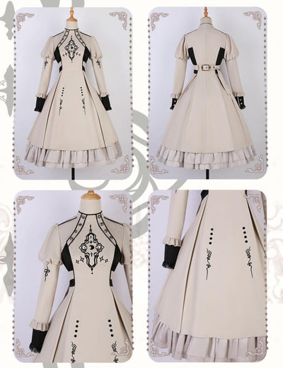 Letters from Unknown Star~Full Moon Charm~Gothic Lolita OP Dress Dark Themed Dress Short Style   