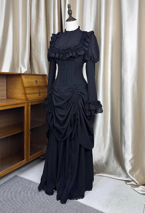 The Original Witch~Witch Returns~Gothic Lolita SK Set Fishbone Lace Corset Skirt Shirt   