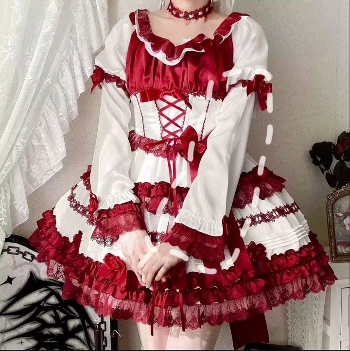 Uncle Wall Original~Stacked Black Currant~Gothic Lolita OP Dark Adjustable Lolita Dress (L M S) 39928:764567