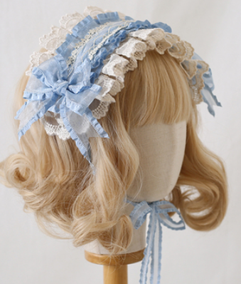 Xiaogui~Mood Limited~Elegant Lolita Bow Lace KC grey blue (ivory lace)  