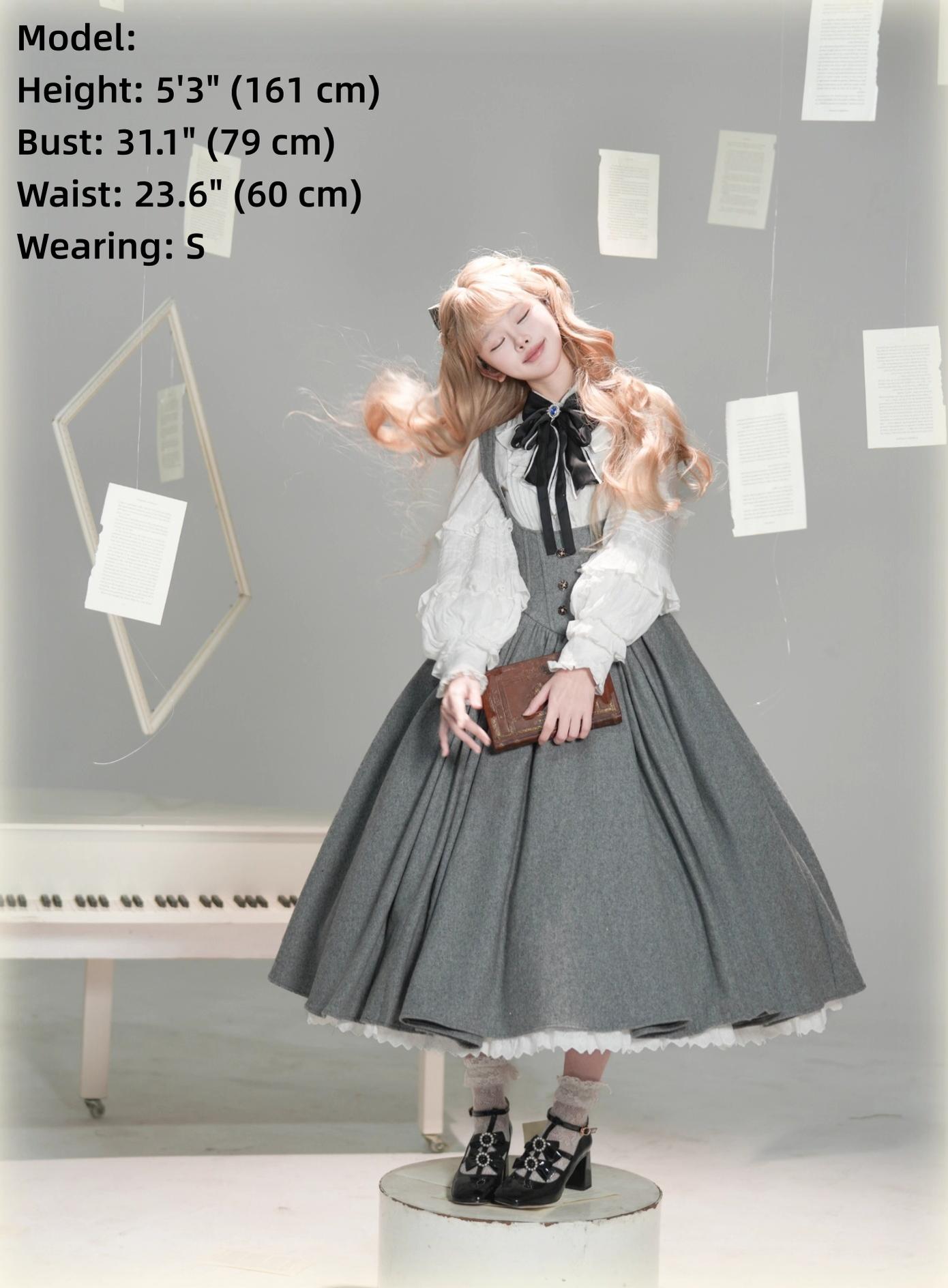 Wand Not for Your Lover - Wool Classic Lolita Bust Supporting JSK, Embroidered Shirt