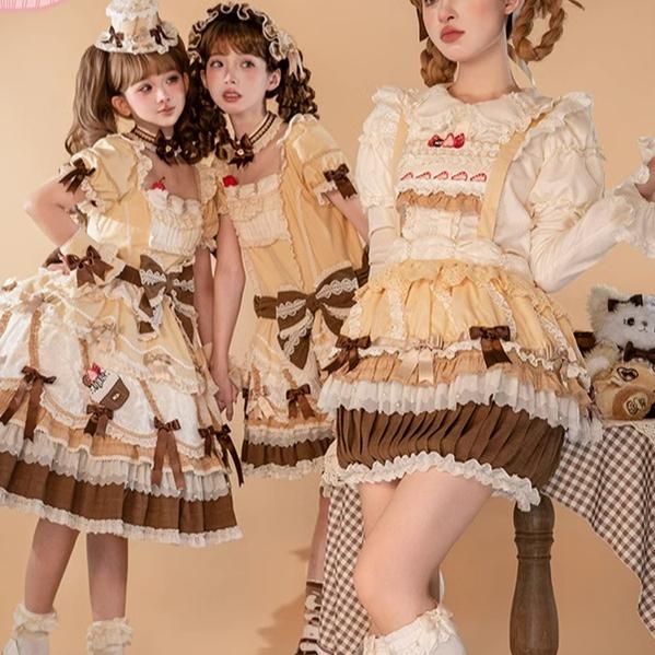 Mademoiselle Pearl~Cup Cake~Sweet Lolita OP Dress Kawaii Lolita JSK SK   