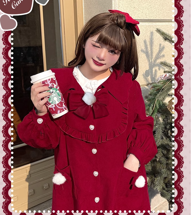 Hard Candy~Christmas Lolita Coat Plus Size Lolita Long Overcoat   
