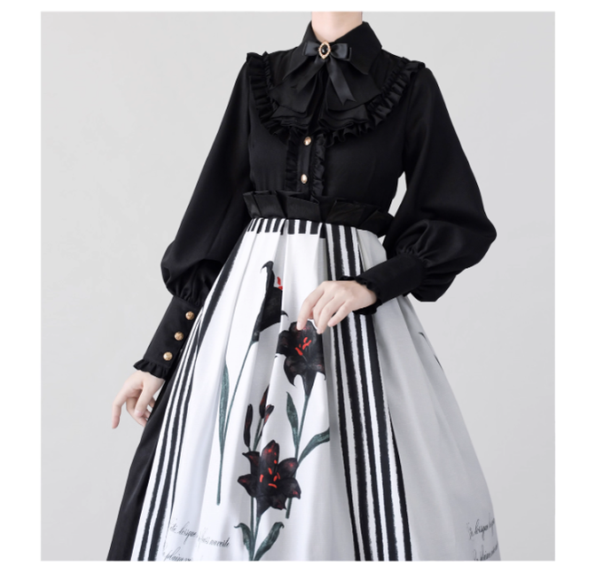 Time Memory - Elegant Lolita Slim Fit Mutton Sleeve Blouse 16422:216486