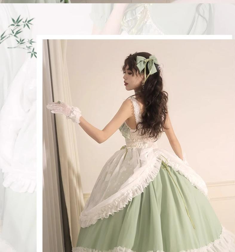 Daydream Whisper~Toting Basil~Plus Size Wedding Lolita Dress Green Bridal JSK   