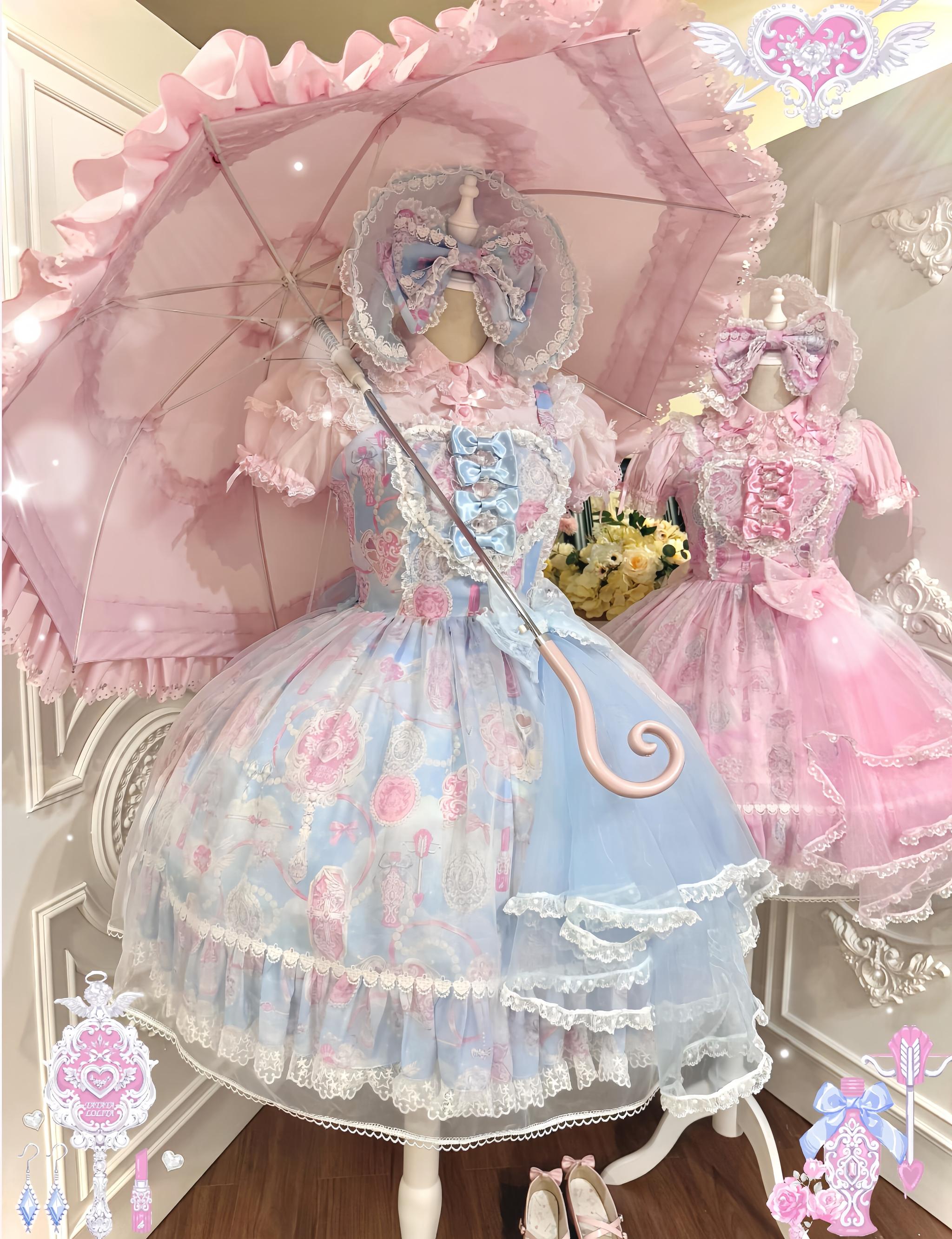 Cotton Lining Old School Lolita JSK Dress, Cosmetic Print 45924:868564