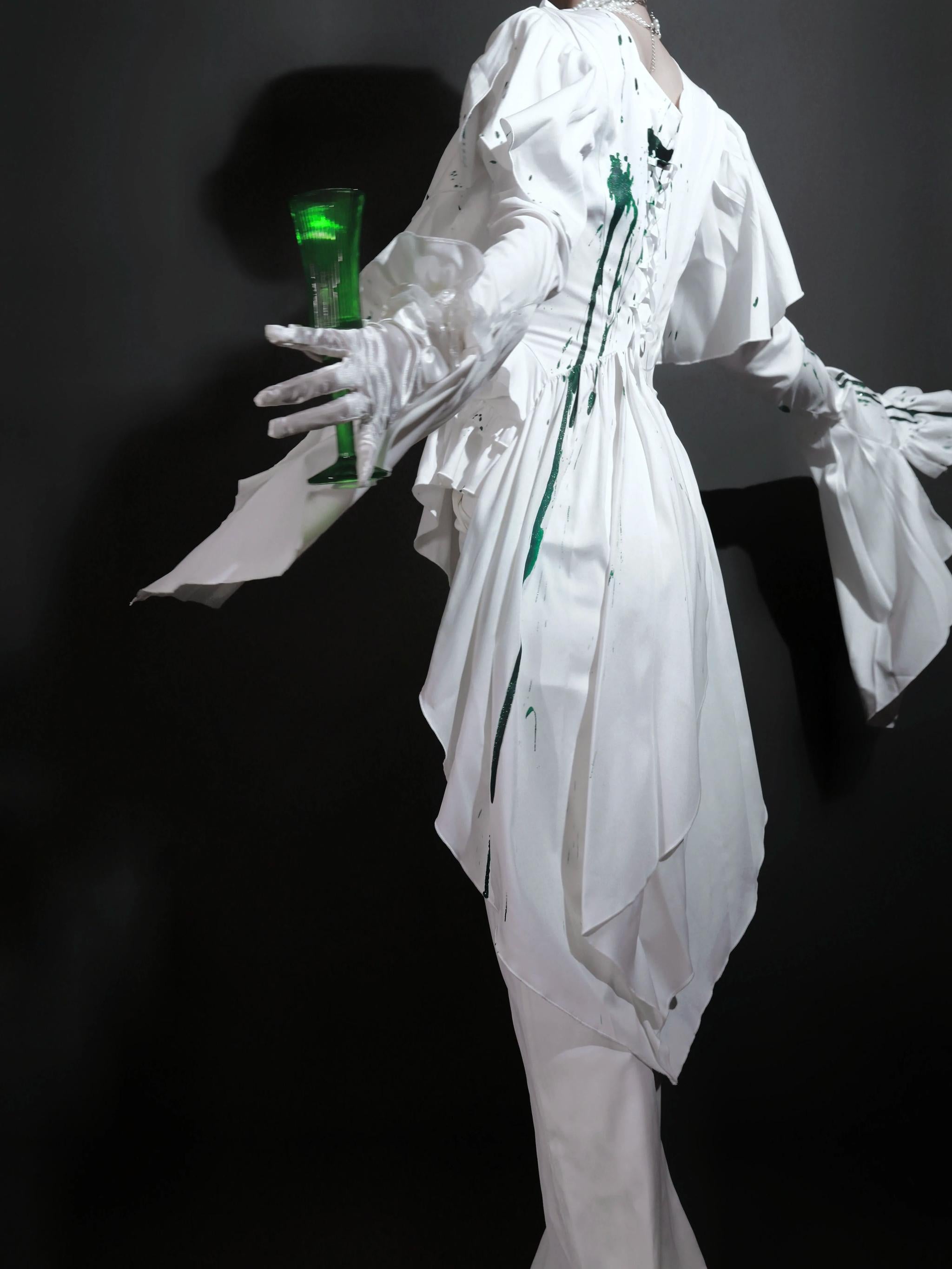 Echo of Deep Sea - Satin Ouji Lolita Trailing Blouse, Solid or Blood Stain Style 45666:857871