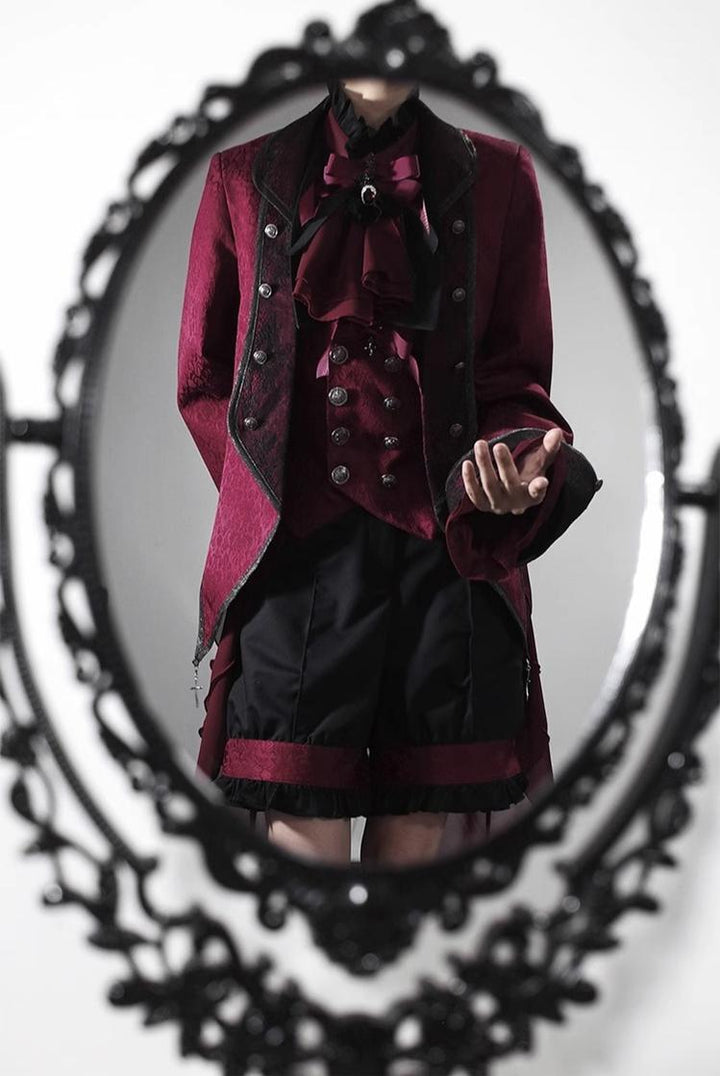 (BFM)CastleToo~Evil Twins~Ouji Lolita Vest Shorts Skirt Black Red Set   
