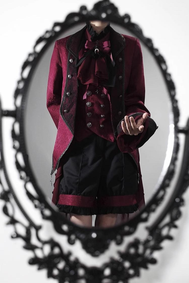 CastleToo - Evil Twins - Ouji Lolita Vest Shorts Skirt Black Red Set