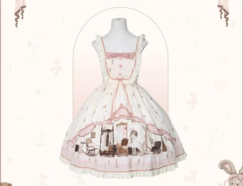(BFM)Mademoiselle Pearl~Lovely Lolita Dress OP Cloak Blouse SK Set XS Suspenders Skirt (Ivory Color) 