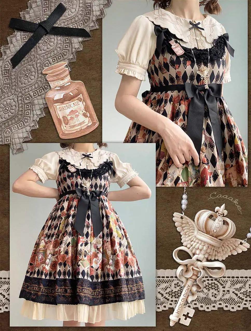ZeeYe - Night Rose - Classic Lolita Shirt Double Layer Bow Embroidered Versatile Blouse S Apricot non-hollow out short sleeve