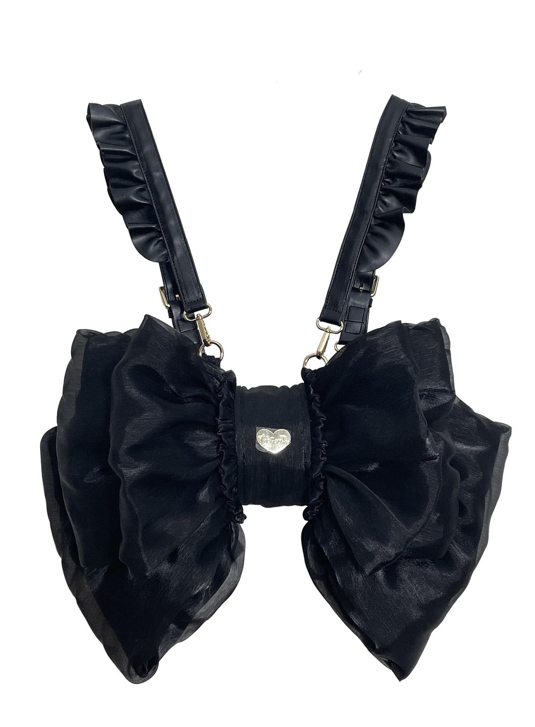 (Buyforme)Boguta~ Satin Butterfly Bow Bag Versatile Elegance Lolita Bag S black bag+black shoulder strap