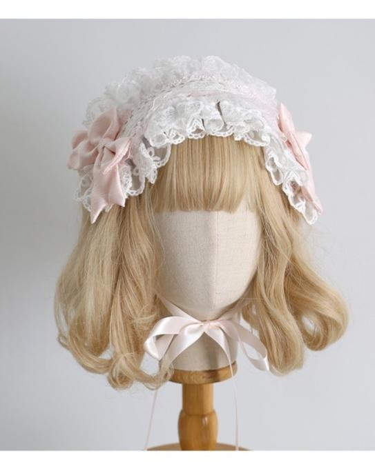 Xiaogui - Sweet Lolita Headwear Set BNT/Hat/Headband/Cuffs With Lace Headband