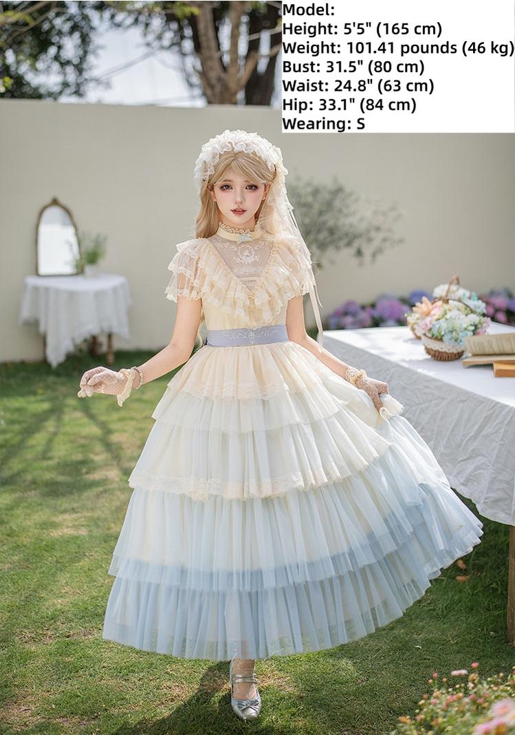 True Vow - Embroidered Classic Lolita Dress, Layered Gradient Hem