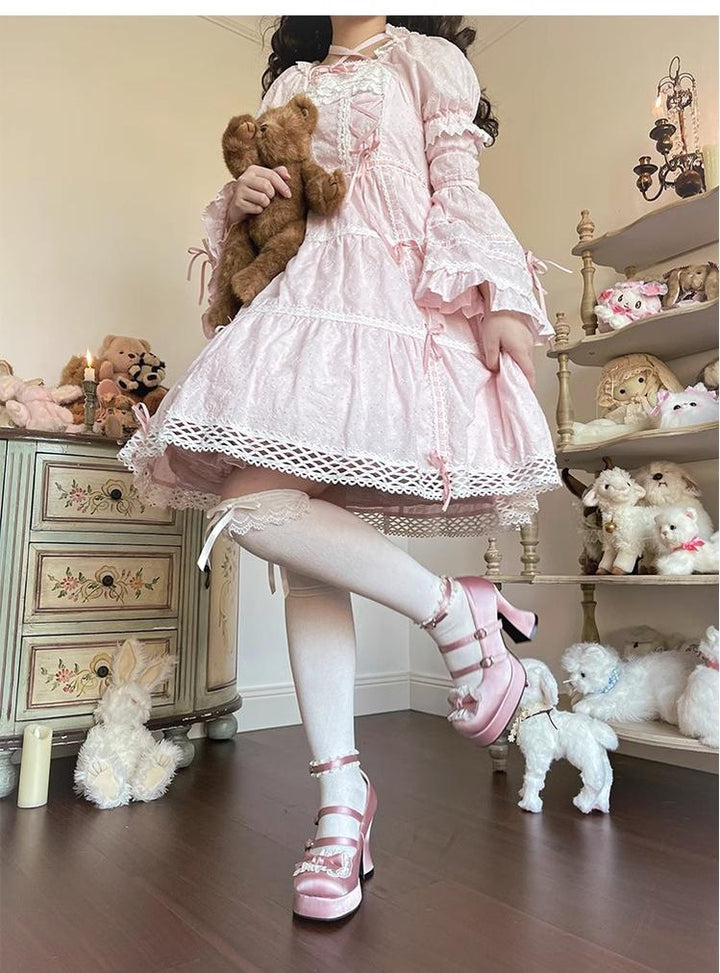 Pure Tea For Dream~Maiden Fairy Tale~Sweet Lolita Lace Shoes Thick Heel Platform Shoes