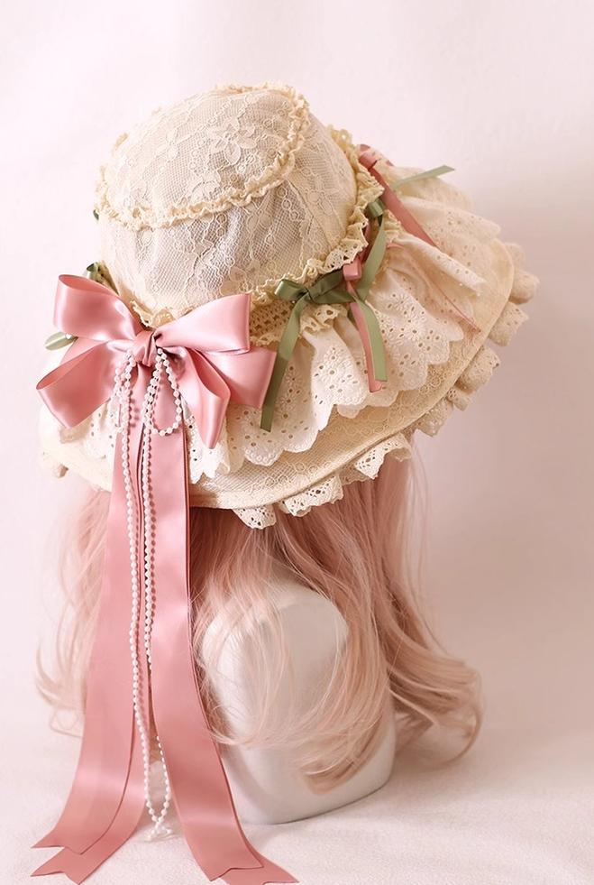 Xiaogui - Elegant Lolita Sunshade Hat Floral Bow Hats