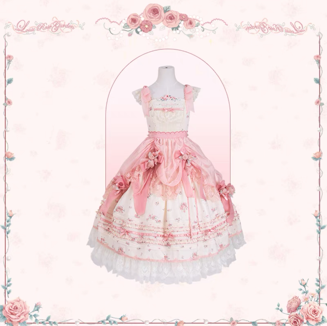Mademoiselle Pearl~Rose Garden~Elegant Lolita Dress Bridal Floral Dress XS Gorgeous wedding JSK 