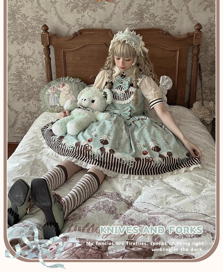 Sweet Dream Sheep~Sweet Dessert~Green Lolita Jumper Dress Lolita Headwear   