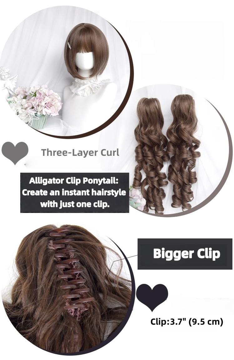 Sinwavy - Doll Like Lolita Wig, Detachable Curl Ponytails 44203:798617