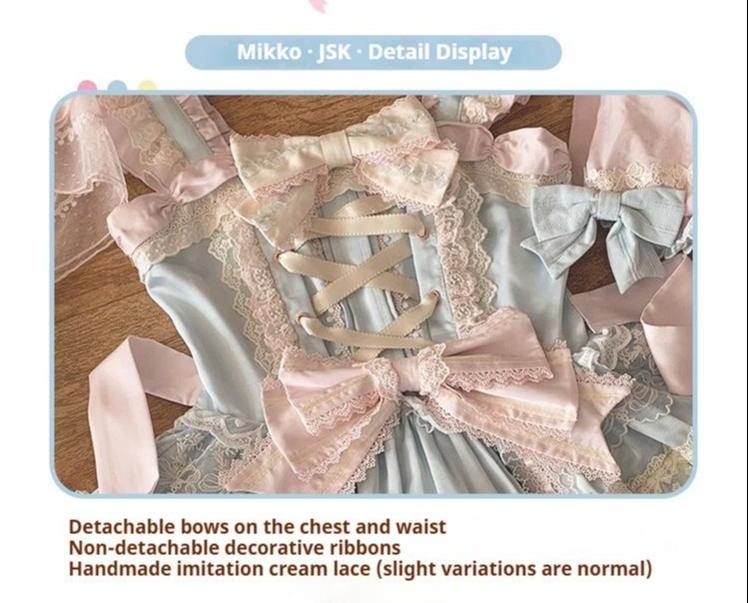 Mewroco~Sweet Lolita Dress Set Tiered JSK OP with Detachable sleeves