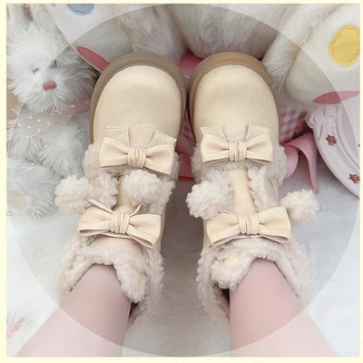 Beauty Bunny~Furry Bear~Winter Cute Lolita Shoes Short Snow Boots   
