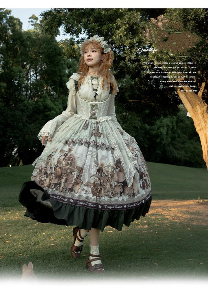 Spireme Cat~Small Forest~Classic Lolita JSK Dress Chest Support Printing Dress   