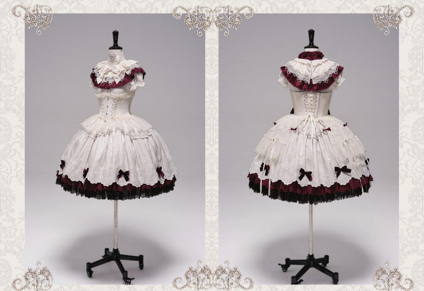 Clockwork Doll - Gothic Lolita Printed Dress, Lace & Bows 45186:839374