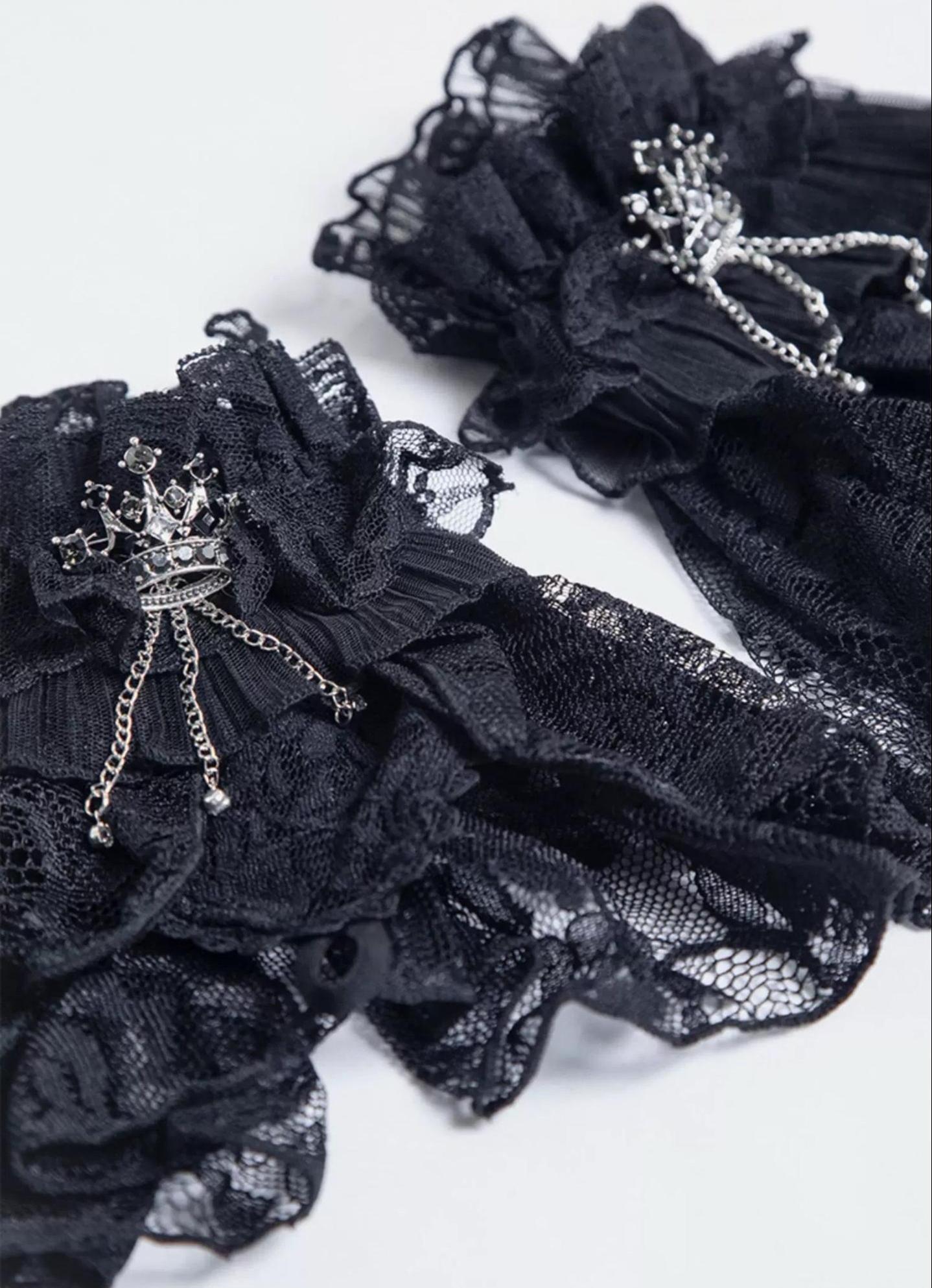 Gothic Lolita Lace Cuffs, Crown Decoration 44651:818101