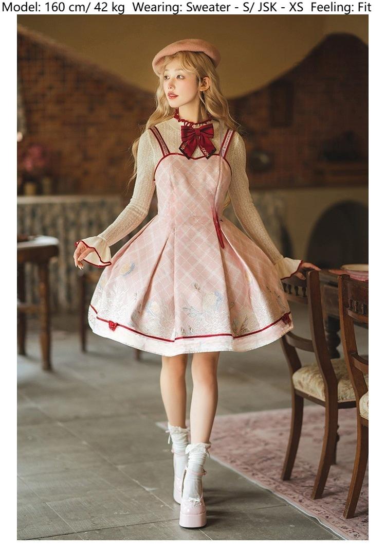 Nikki Tomorrow~Poetic Bloom~Pink Sweet Lolita JSK Dress and Sweater