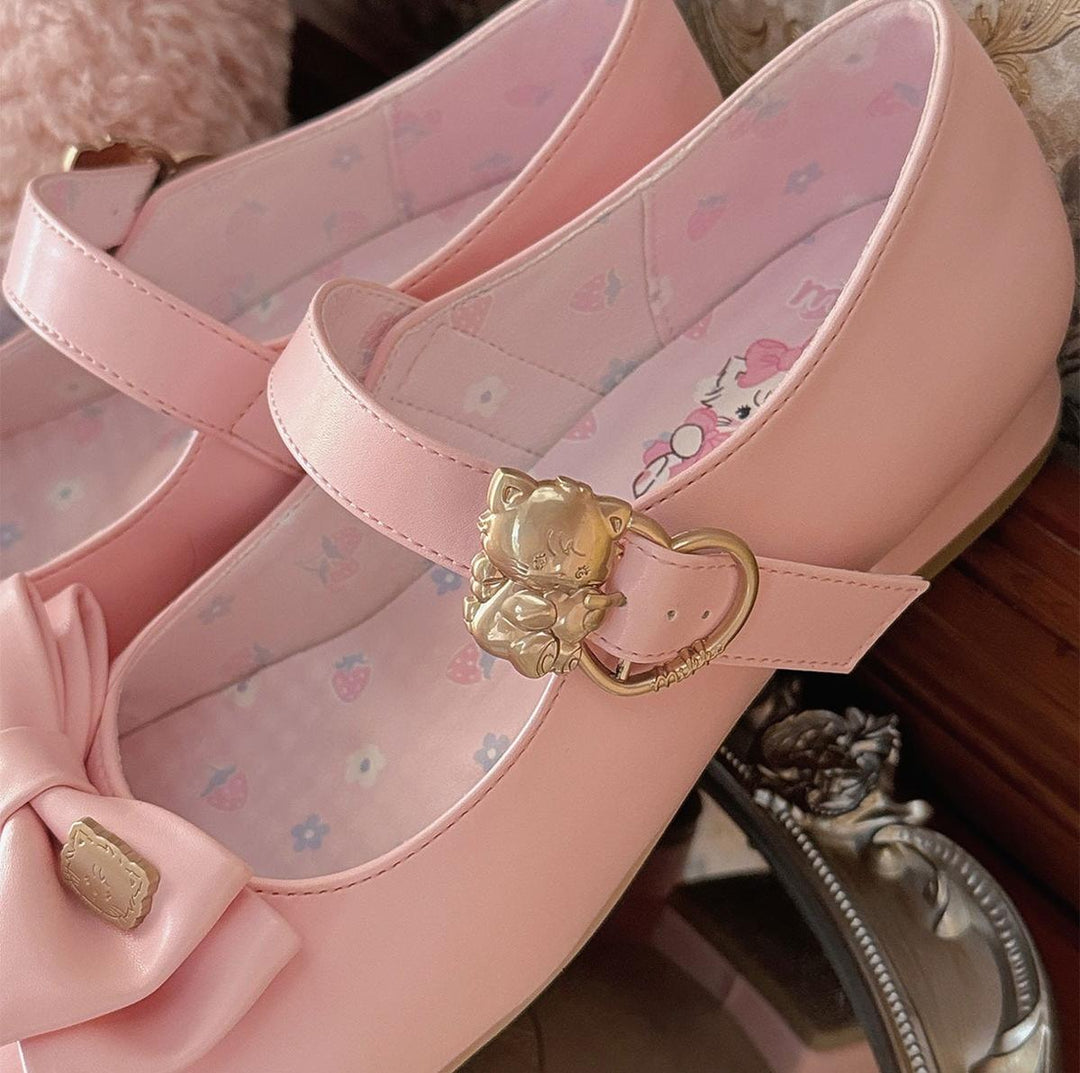 Sheep Puff~Mikko Hug~Sweet Lolita Shose Round Toe Lolitta Heels Butterfly Bow   