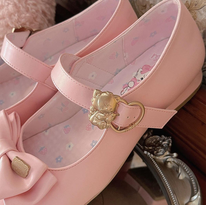 Sheep Puff~Mikko Hug~Sweet Lolita Shose Round Toe Lolitta Heels Butterfly Bow