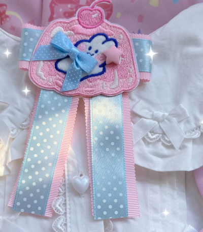 Bear Doll~1000SE~Lolita Sweet Corsage Hair Clip Pin Accessories pink and blue soft bunny  