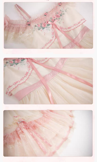 Flower and Pearl Box~Rose Garden~Elegant Lolita Dress Bridal Floral Dress   