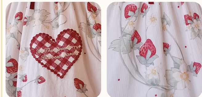 Steamed Stuffed Pig~Strawberry Orchard~Kawaii Lolita Strawberry Print JSK   
