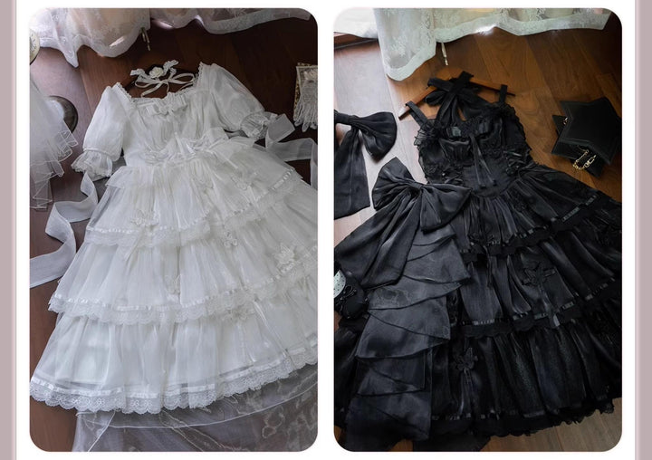 MEEKWIND~Miss Flora~Light Bridal Lolita Dress Gauze OP and JSK