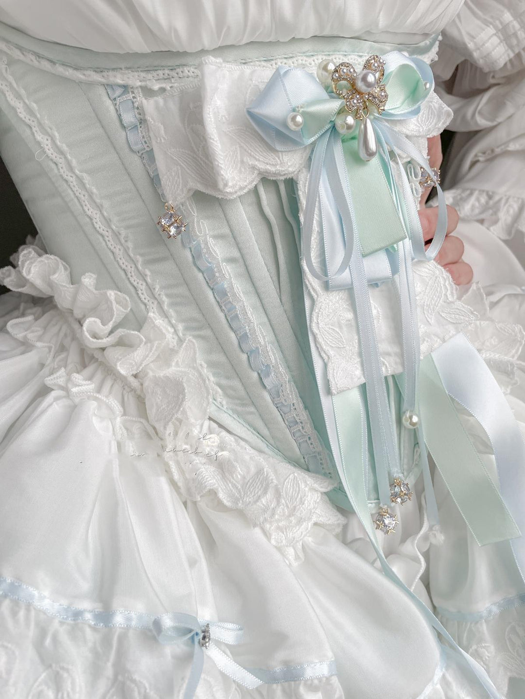 POSHEPOSE~Beauty and Mint Cloud~Sweet Lolita Dress Set High End   