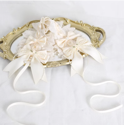 Xiaogui~Sweet Lolita Ivory Lace bow Hair Accessories No.4 bow headband  