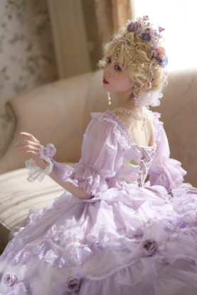 Cat Fairy~Miss Molly~Wedding Lolita Short Sleeved Chiffon OP   