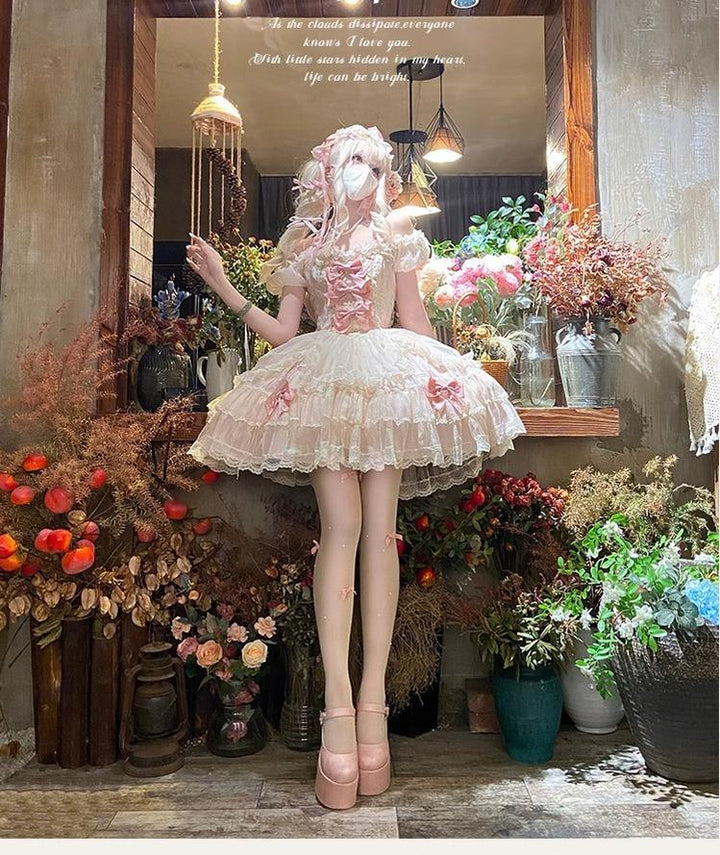 Sakurahime~Floral~Sweet Lolita Jumper Dress Ballet Style Halter JSK   