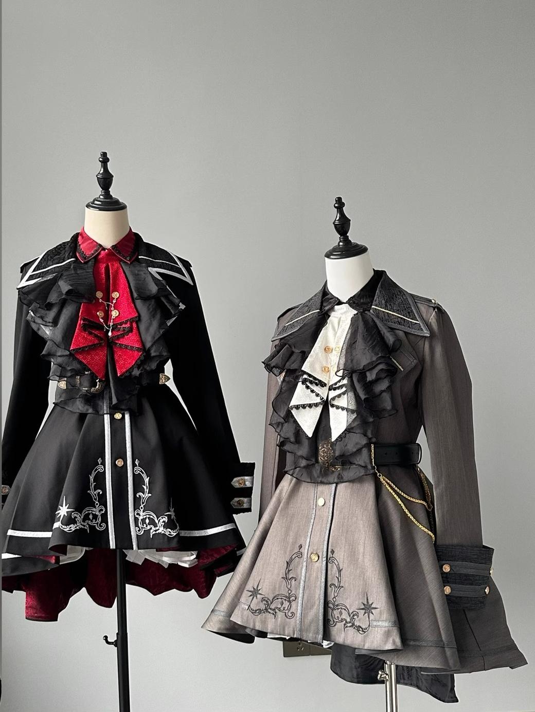 Your Highness~Warrior's Oath~Military Lolita Trench Coat Gothic Lolita Cape Suit Black trench coat only (without the waistband and jabot) XS