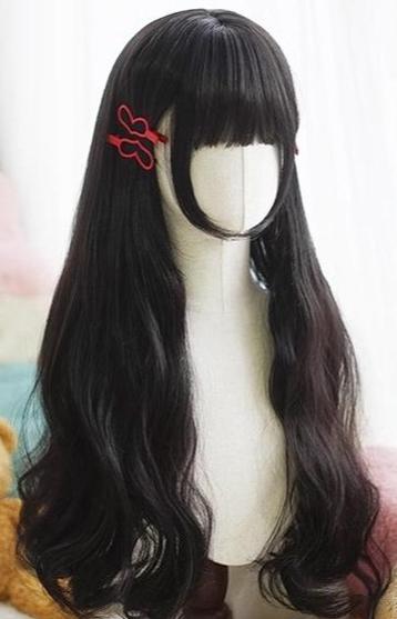 Imperial Tea~Daily Lolita Wigs Long Curl Wig Natural black  